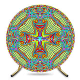 Aperturee - Aperturee Yellow Blue Abstract Pattern Round Ethiopian Backdrop
